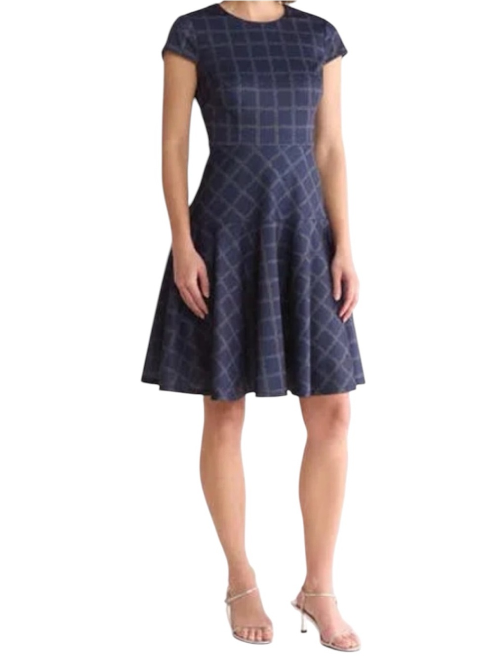 Eliza J Windowpane Cap Sleeve Dress
